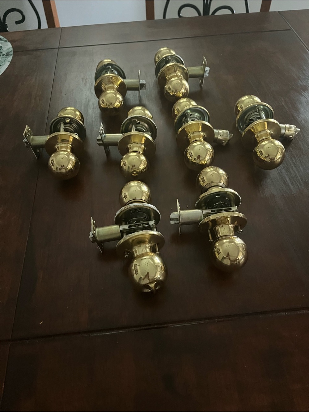 Polished Brass Door Knob Set - Classic Round Design